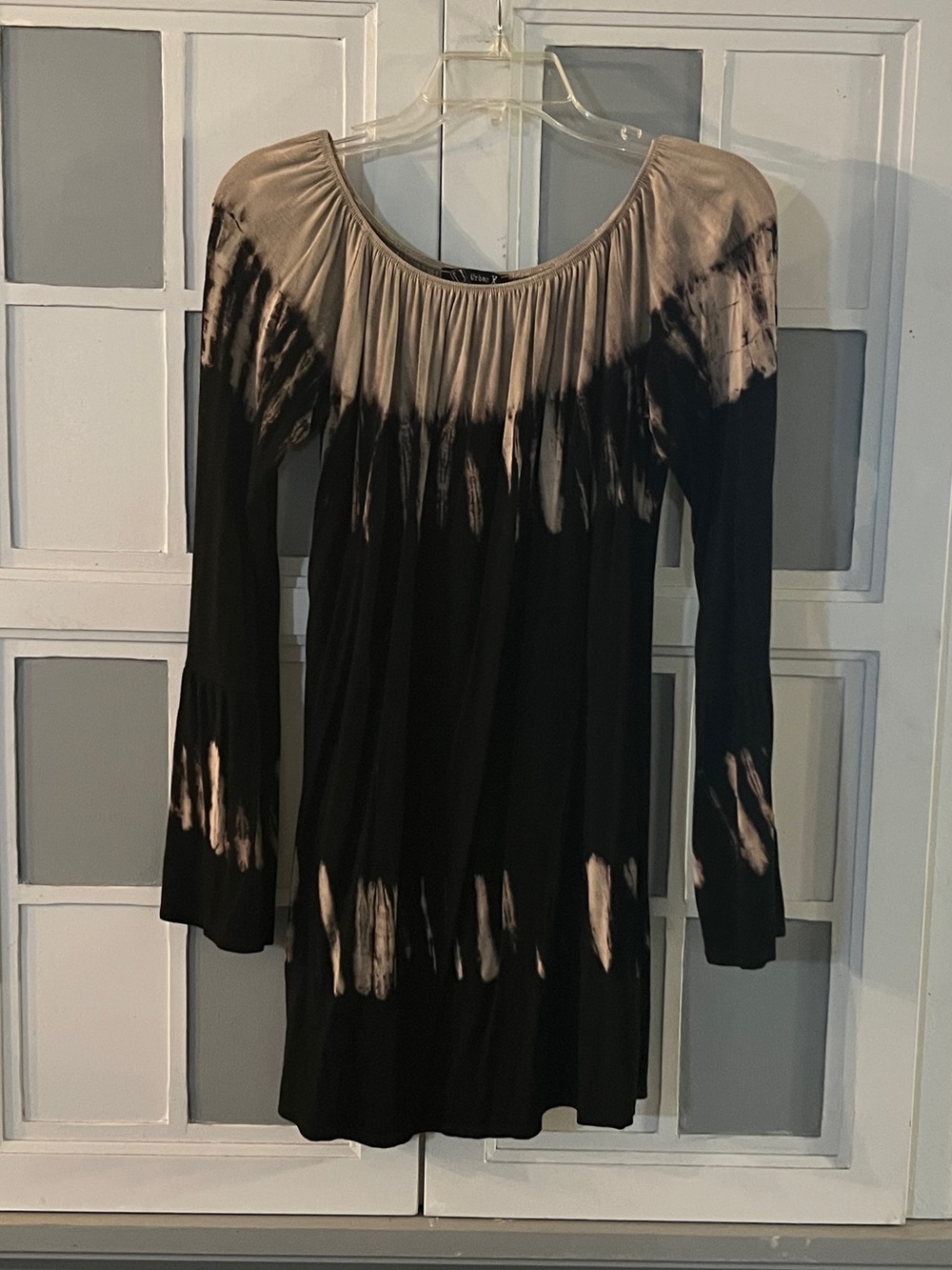 Urban X Tie-Dye Black & Golden Tan Long Sleeve Women’s Dress/Tunic